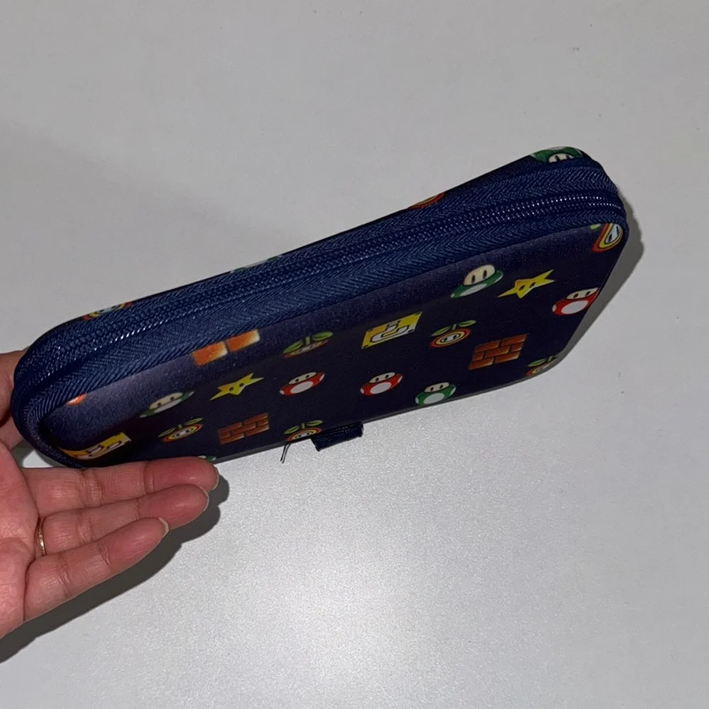 Nintendo Super Mario Bros Blue Pencil Game Gadget Puff Clip Zip Case